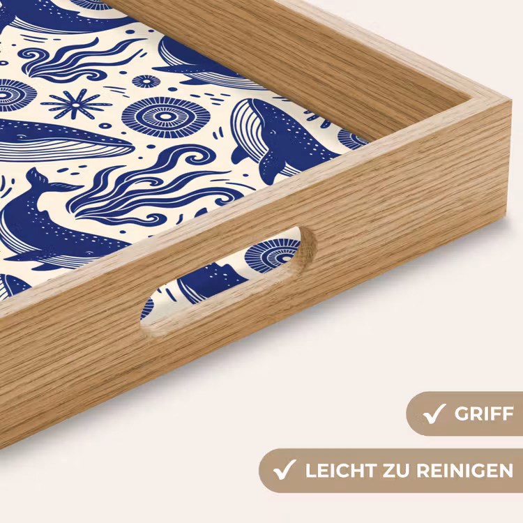 Walvis - Onderwater - Dieren - Abstract - Blauw Dienblad Rechthoek middel -USP_HandgreepDE