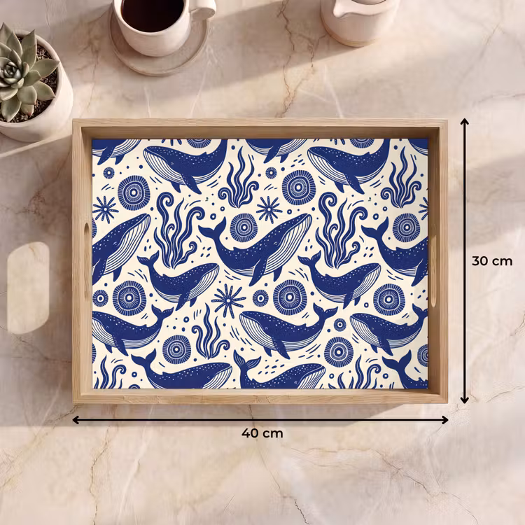 Walvis - Onderwater - Dieren - Abstract - Blauw Dienblad Rechthoek middel -USP_Formaat