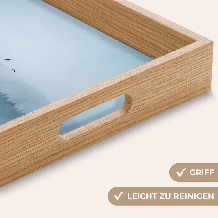 Bos - Mist - Vogels - Natuur - Groen Dienblad Rechthoek middel -USP_HandgreepDE