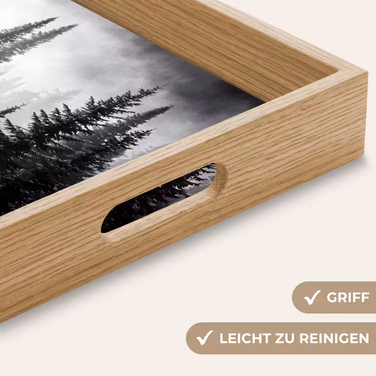 Bos - Mist - Winter - Monochroom - Natuur Dienblad Rechthoek middel -USP_HandgreepDE