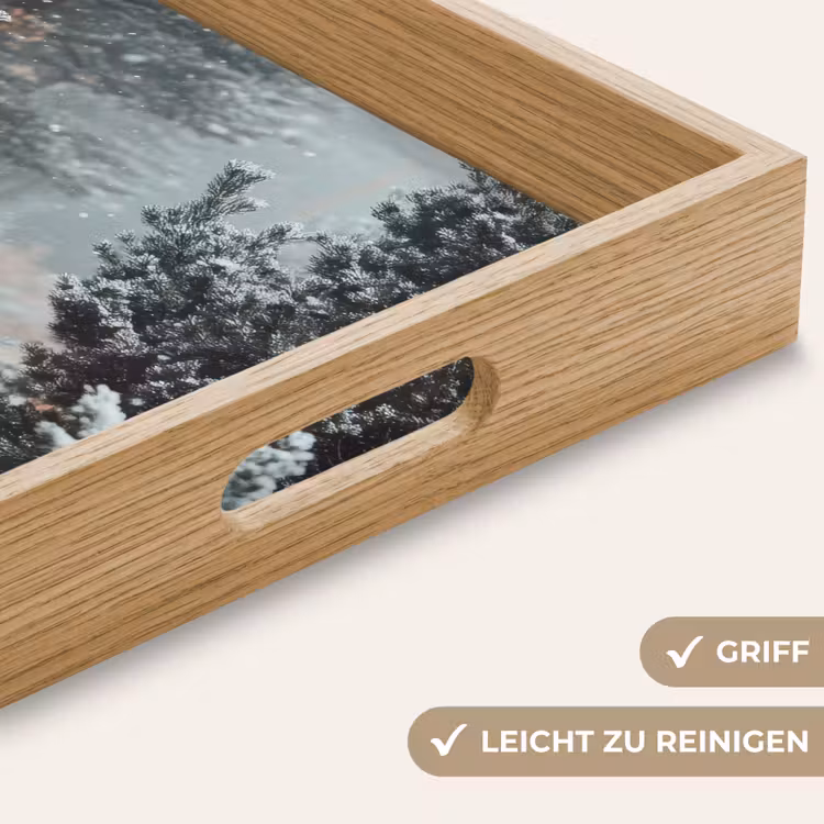 Bos - Winter - Bomen - Natuur - Pad - Sneeuw Dienblad Rechthoek middel -USP_HandgreepDE
