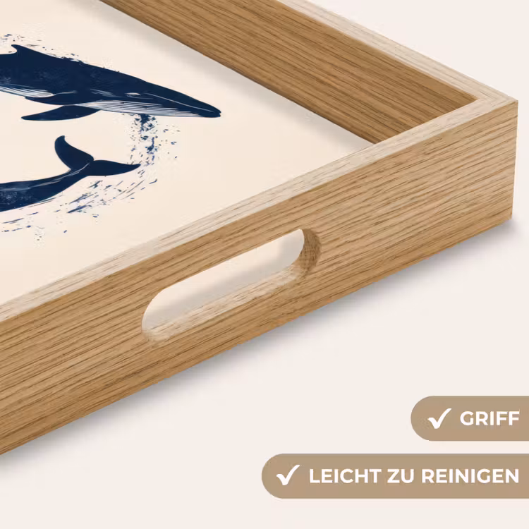 Walvissen - Spetters - Cirkel - Donkerblauw Dienblad Rechthoek middel -USP_HandgreepDE