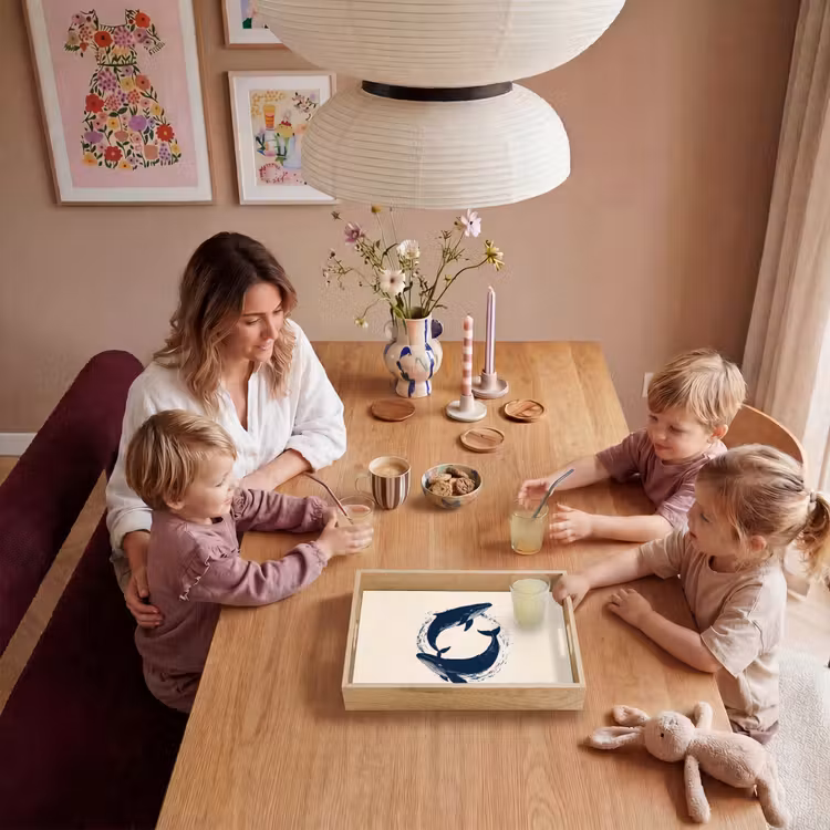 Walvissen - Spetters - Cirkel - Donkerblauw Dienblad Rechthoek middel -sfeer4