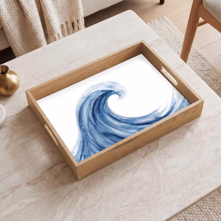Water - Beweging - Natuur - Modern - Blauw Dienblad Rechthoek middel -sfeer1