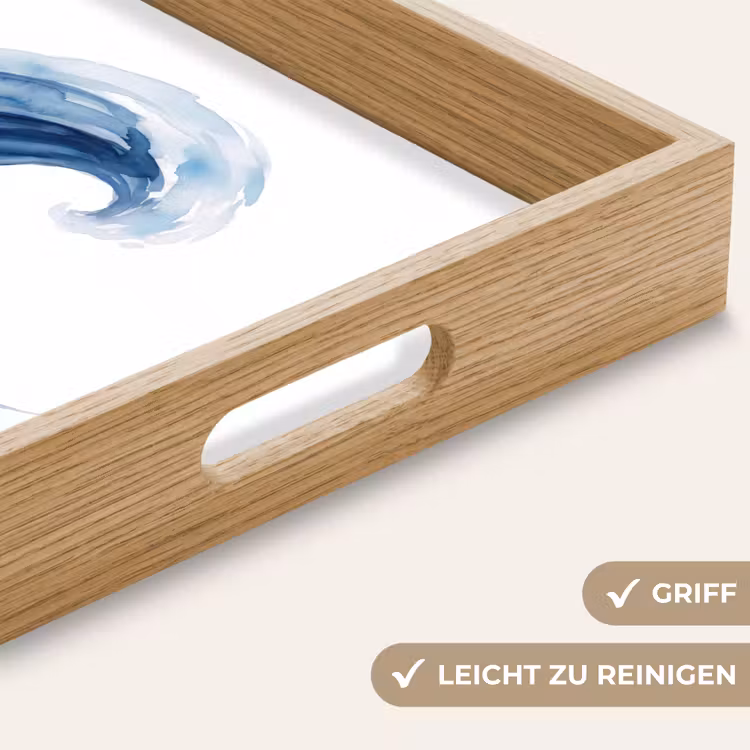 Water - Beweging - Natuur - Modern - Blauw Dienblad Rechthoek middel -USP_HandgreepDE