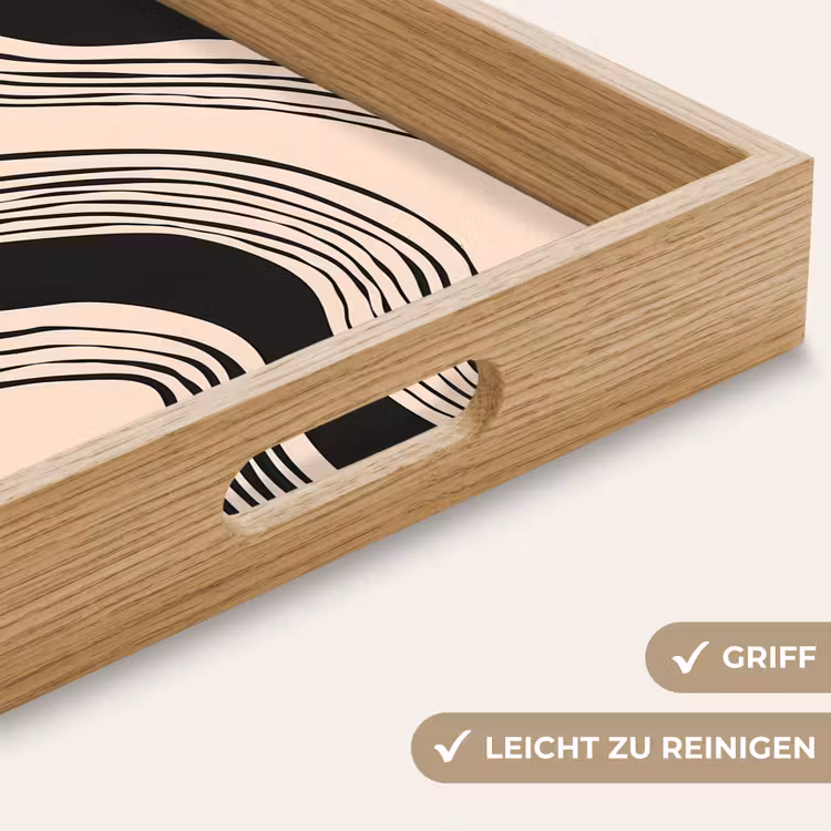Golven - Zwart - Zandkleur Dienblad Rechthoek middel -USP_HandgreepDE