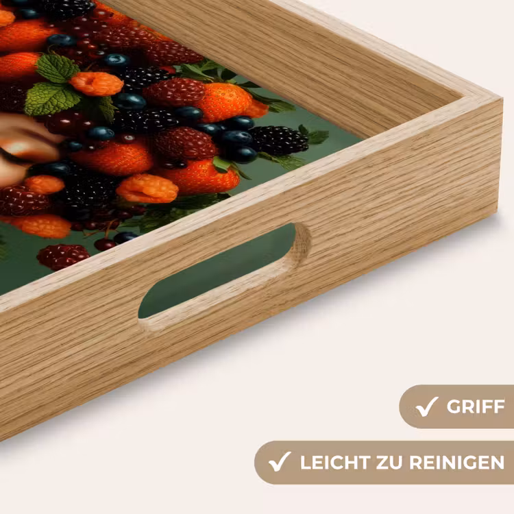 Vrouw - Aardbeien - Frambozen - Bramen - Bessen Dienblad Rechthoek middel -USP_HandgreepDE
