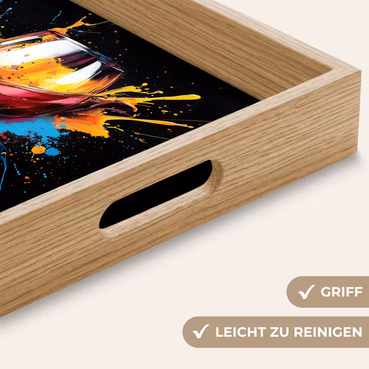 Wijn - Glas - Graffiti - Borrel - Rood - Verf Dienblad Rechthoek middel -USP_HandgreepDE