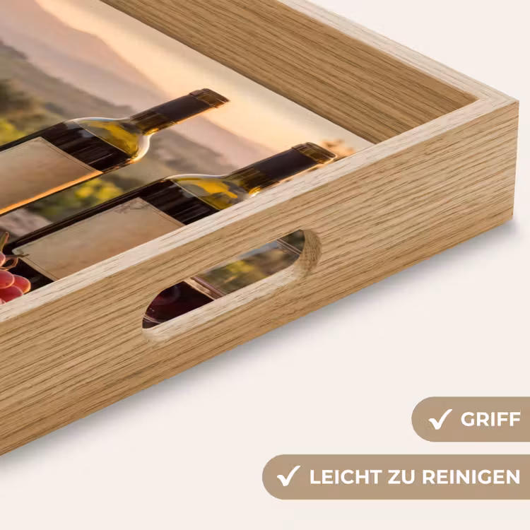 Wijn - Glazen - Druiven - Wijngaard Dienblad Rechthoek middel -USP_HandgreepDE