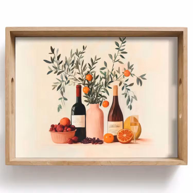 Wijnflessen - Takken - Sinaasappels Dienblad Rechthoek middel -z3d_shopping