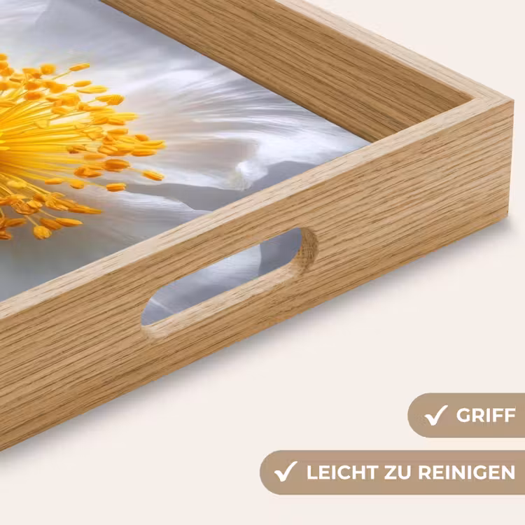 Wit - Bloem - Elegant Dienblad Rechthoek middel -USP_HandgreepDE