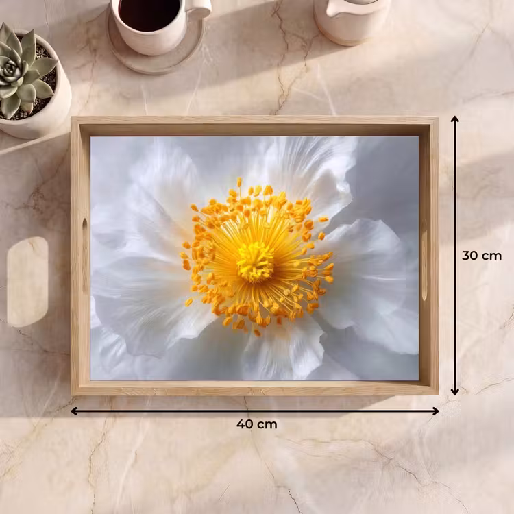 Wit - Bloem - Elegant Dienblad Rechthoek middel -USP_Formaat