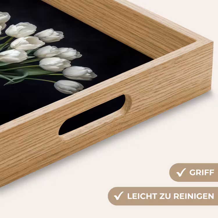 Wit - Bloemen - Tulpen - Vaas Dienblad Rechthoek middel -USP_HandgreepDE