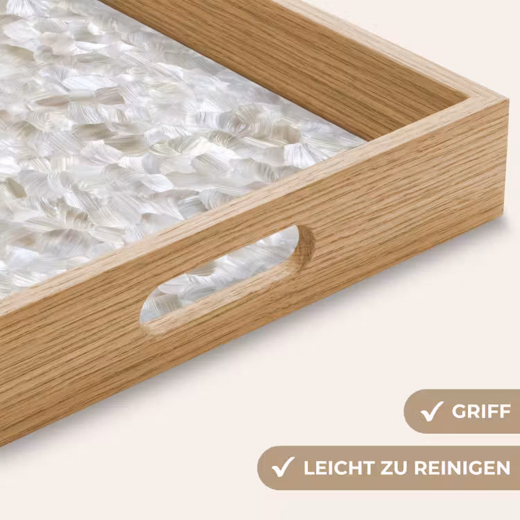 Wit - Penseelstreken - Reliëfeffect Dienblad Rechthoek middel 911 -USP_HandgreepDE