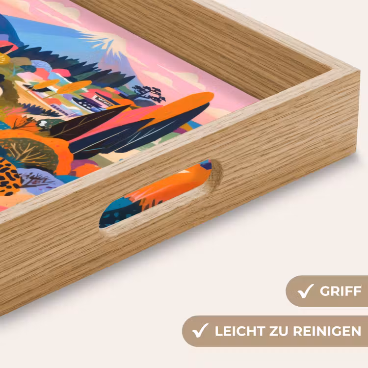 Witte bergtop - Modern - Kleurrijk Dienblad Rechthoek middel -USP_HandgreepDE