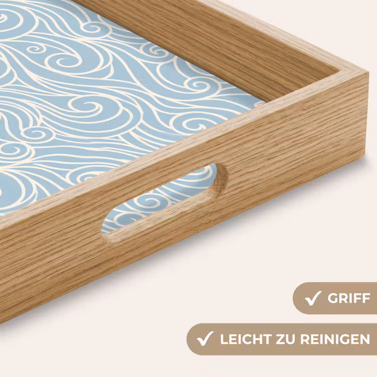 Golf - Abstract - Natuur - Modern - Blauw Dienblad Rechthoek middel -USP_HandgreepDE