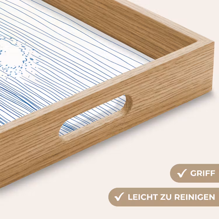 Golf - Brekende - Natuur - Minimalistisch - Blauw Dienblad Rechthoek middel -USP_HandgreepDE