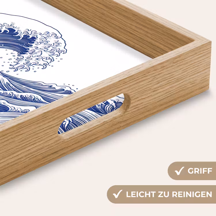 Golf - Japans - Zee - Illustratie - Blauw Dienblad Rechthoek middel -USP_HandgreepDE
