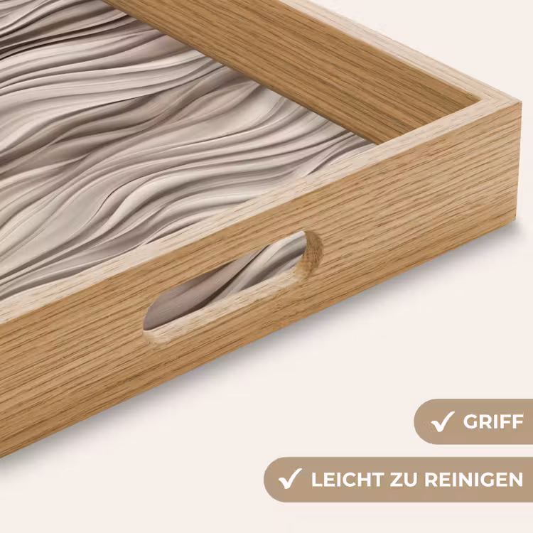 Golven - 3D - Crème Dienblad Rechthoek middel 911 -USP_HandgreepDE