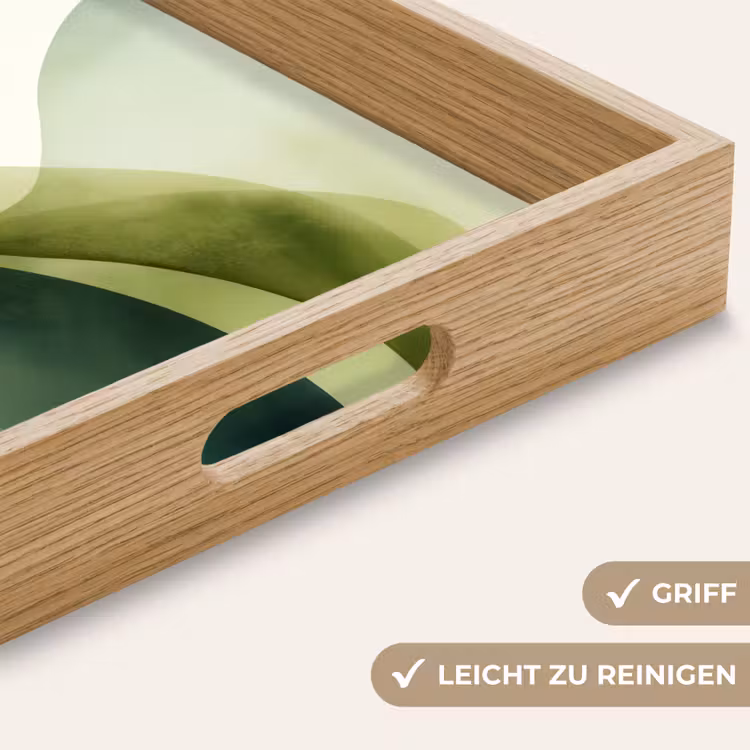 Golven - Abstract - Lichtgroen - Sierlijk Dienblad Rechthoek middel -USP_HandgreepDE
