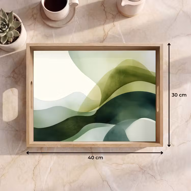 Golven - Abstract - Lichtgroen - Sierlijk Dienblad Rechthoek middel -USP_Formaat