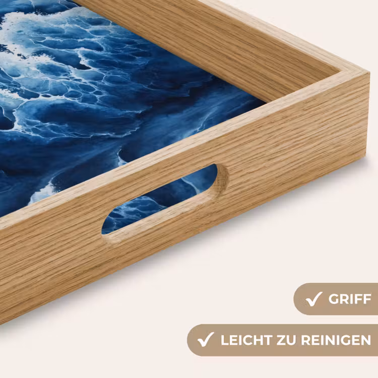 Golven - Blauw - Schuim Dienblad Rechthoek middel -USP_HandgreepDE