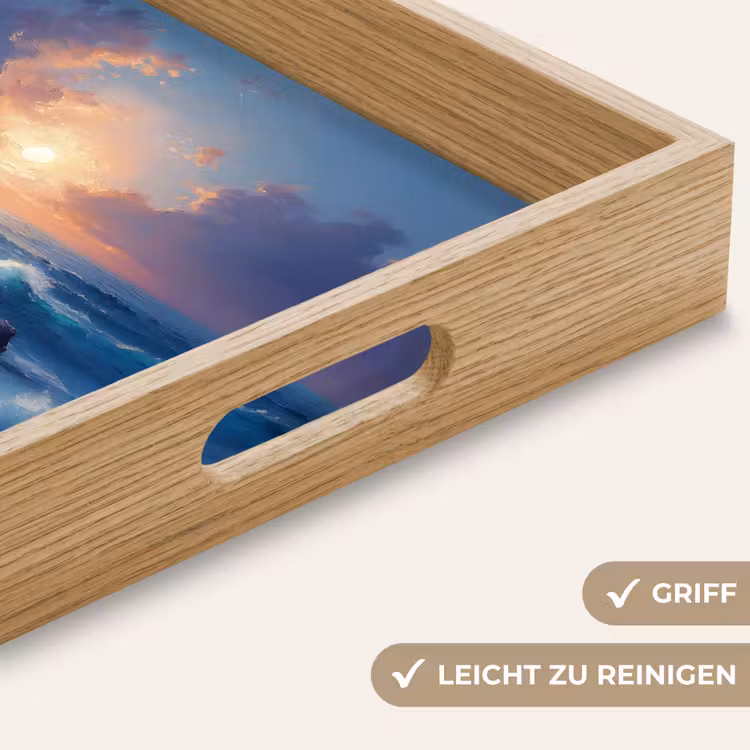 Golven - Zee - Kleurrijk - Rotsen Dienblad Rechthoek middel -USP_HandgreepDE