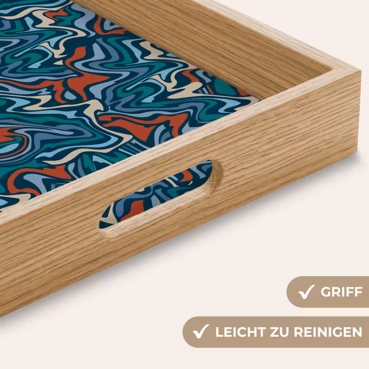 Golven - Retro - Blauw - Patroon Dienblad Rechthoek middel 911 -USP_HandgreepDE