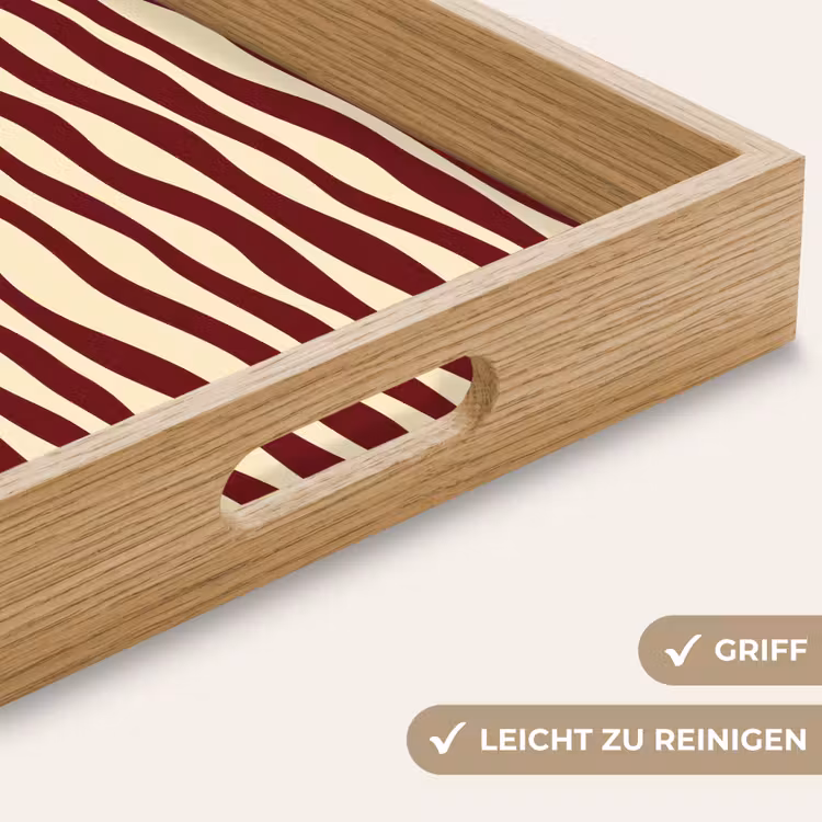 Golven - Rood - Patroon - Crème Dienblad Rechthoek middel 911 -USP_HandgreepDE