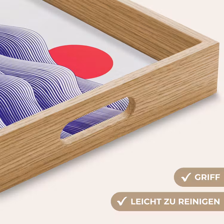 Golven - Zon - Natuur - Abstract - Rood Dienblad Rechthoek middel -USP_HandgreepDE