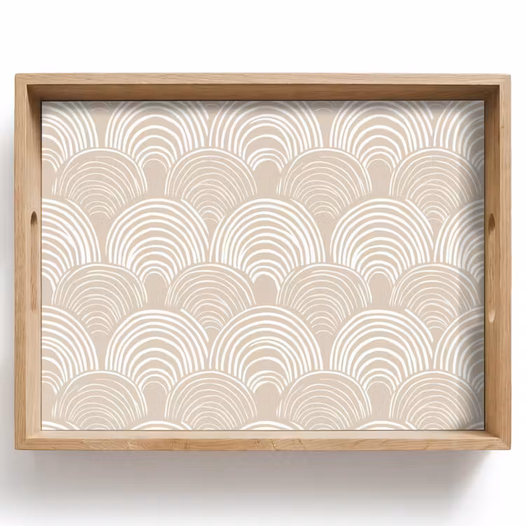 Golven - Structuur - Beige Dienblad Rechthoek middel 911 -z3d_shopping