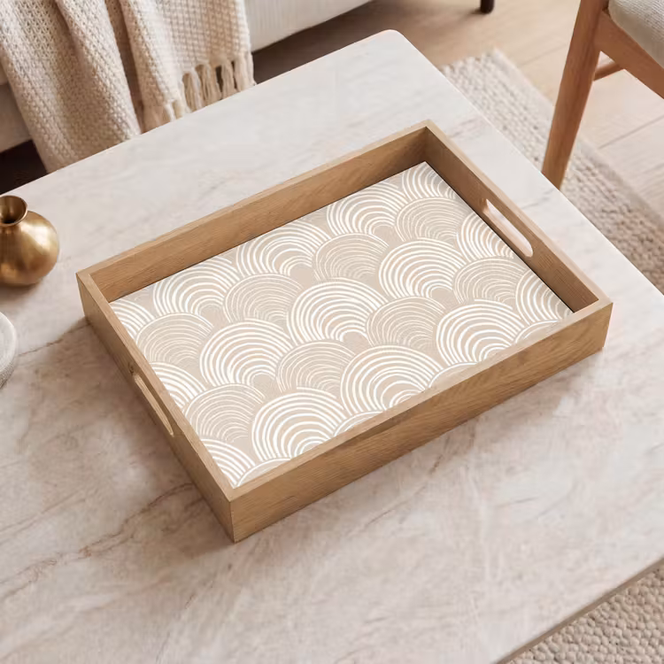 Golven - Structuur - Beige Dienblad Rechthoek middel 911 -sfeer1