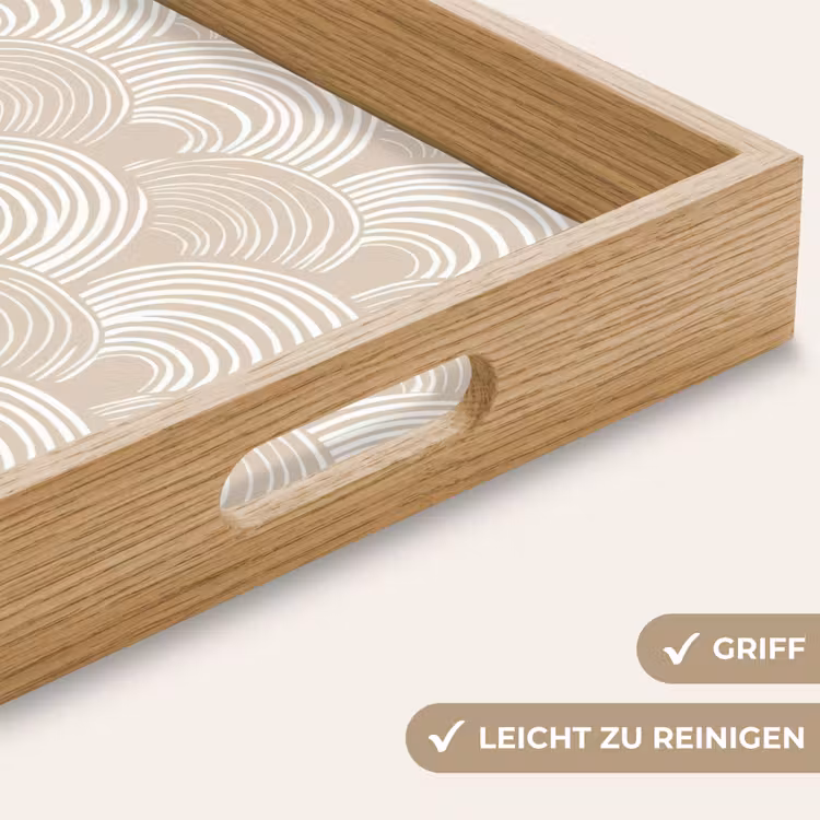 Golven - Structuur - Beige Dienblad Rechthoek middel 911 -USP_HandgreepDE