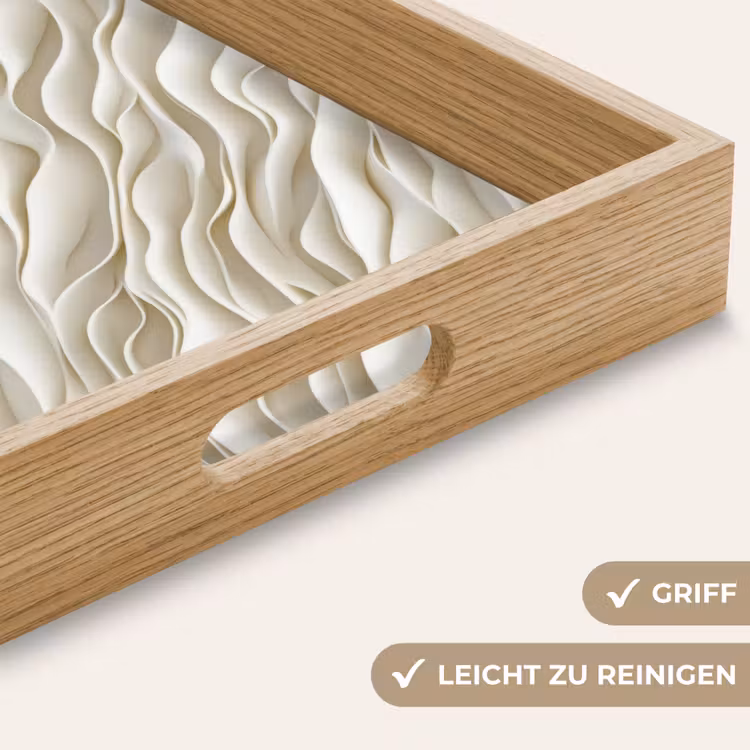 Golven - Wit - Minimalistisch Dienblad Rechthoek middel 911 -USP_HandgreepDE