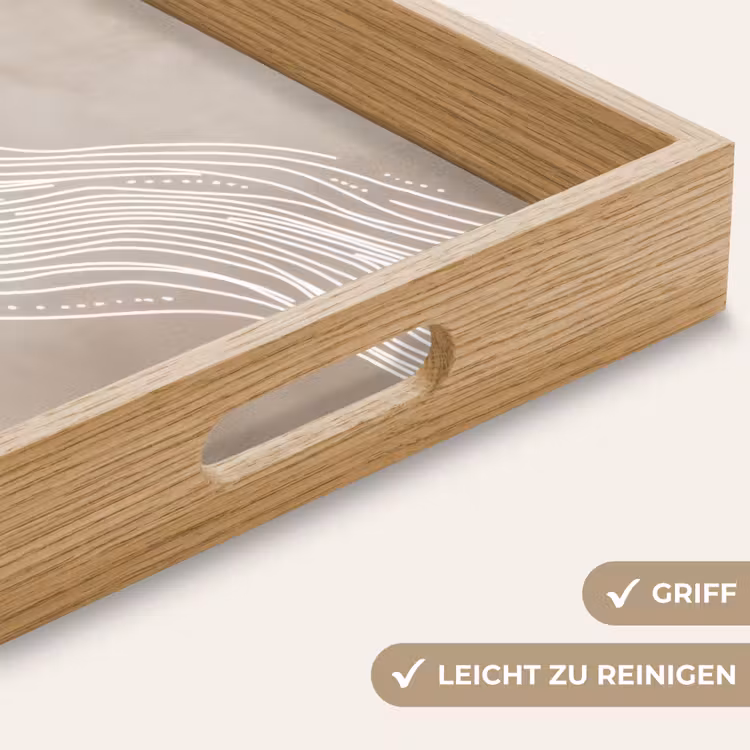 Golvende lijnen - Vloeiend - Zandkleurig Dienblad Rechthoek middel -USP_HandgreepDE