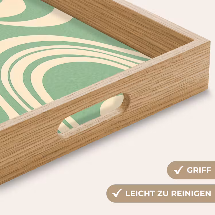 Golvende lijnen - Mintgroen - Dansende vormen Dienblad Rechthoek middel -USP_HandgreepDE