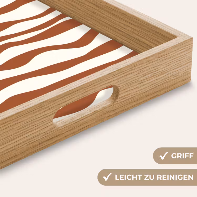 Golvende lijnen - Strepen - Beige - Bruin Dienblad Rechthoek middel -USP_HandgreepDE