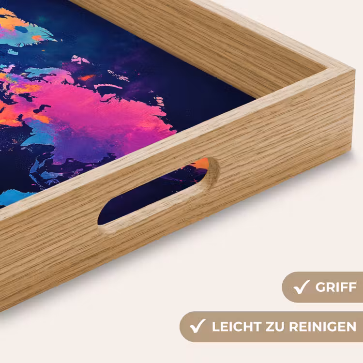 Wereldkaart - Kleurrijk - Graffiti Dienblad Rechthoek middel -USP_HandgreepDE