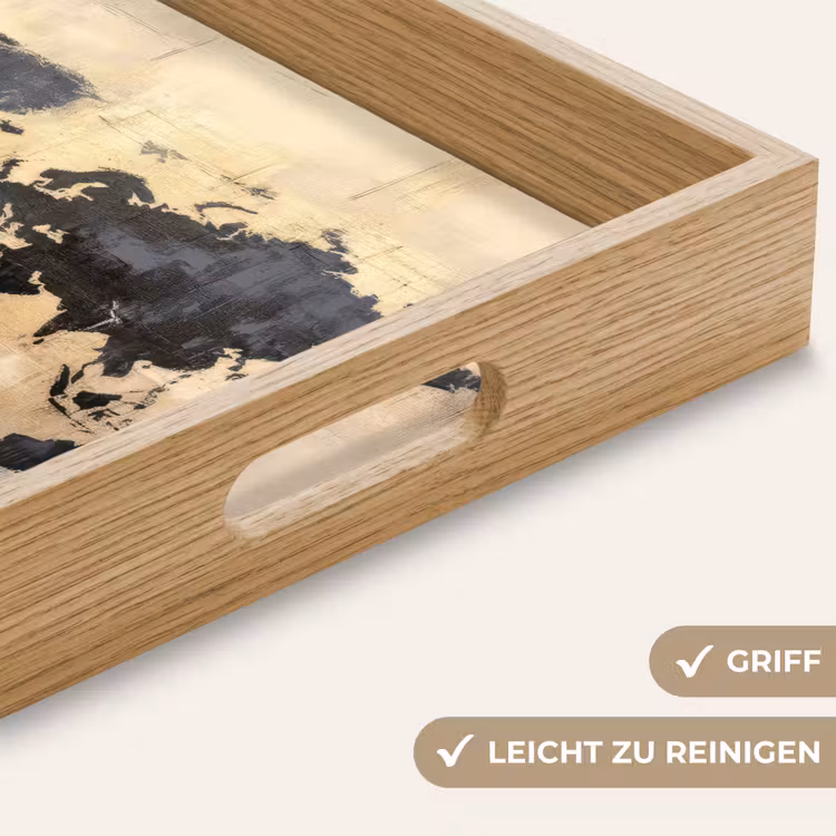 Wereldkaart - Goud - Zwart - Abstract Dienblad Rechthoek middel -USP_HandgreepDE