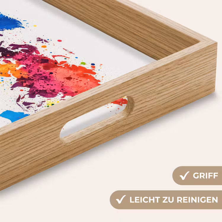 Wereldkaart - Graffiti - Kleurrijk Dienblad Rechthoek middel -USP_HandgreepDE