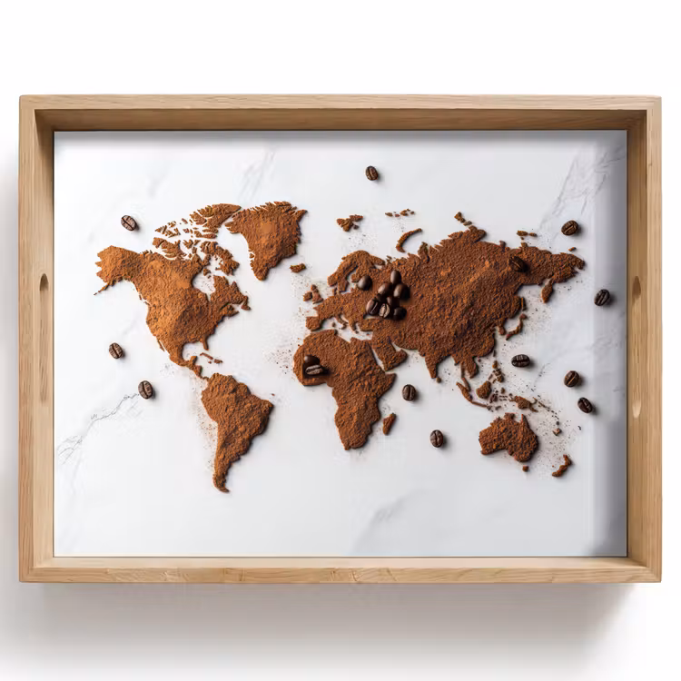Wereldkaart - Koffie - Marmer Dienblad Rechthoek middel -z3d_shopping