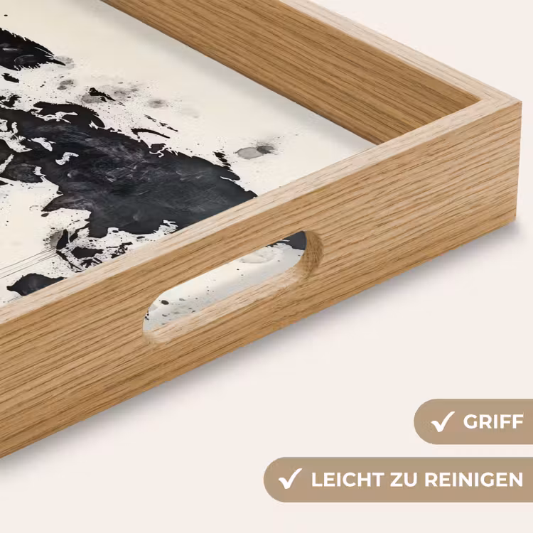 Wereldkaart - Zwart - Inkt Dienblad Rechthoek middel -USP_HandgreepDE