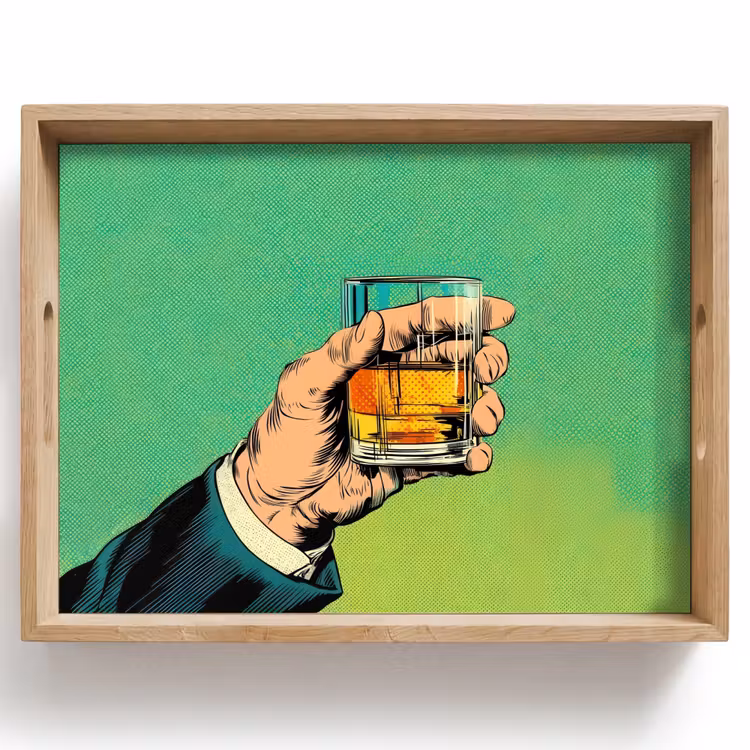 Whisky - Glas - Hand - Groen Dienblad Rechthoek middel -z3d_shopping