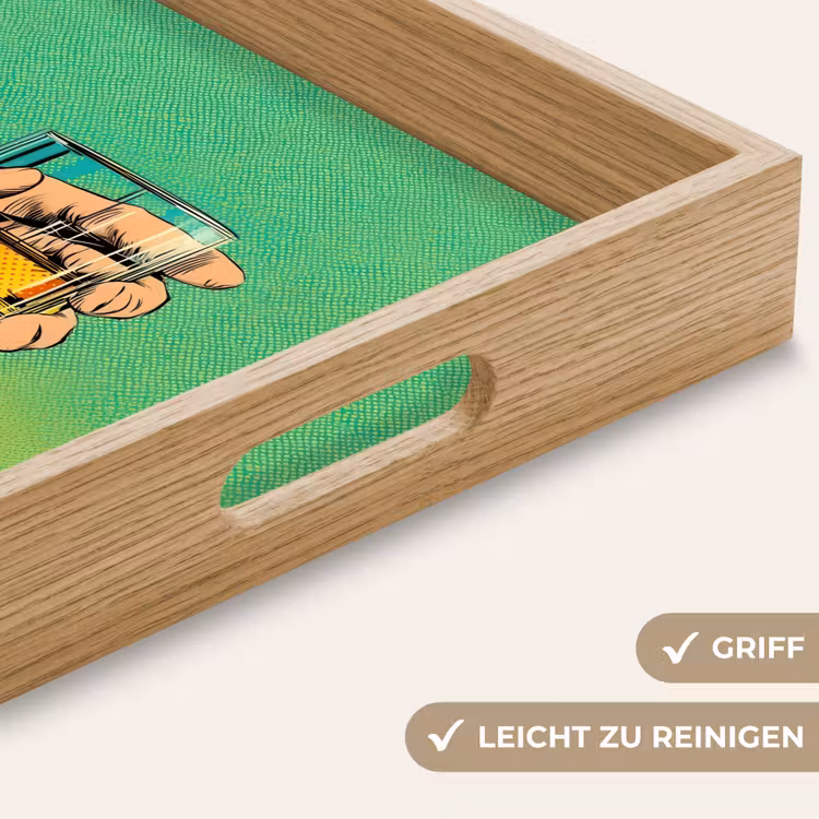 Whisky - Glas - Hand - Groen Dienblad Rechthoek middel -USP_HandgreepDE