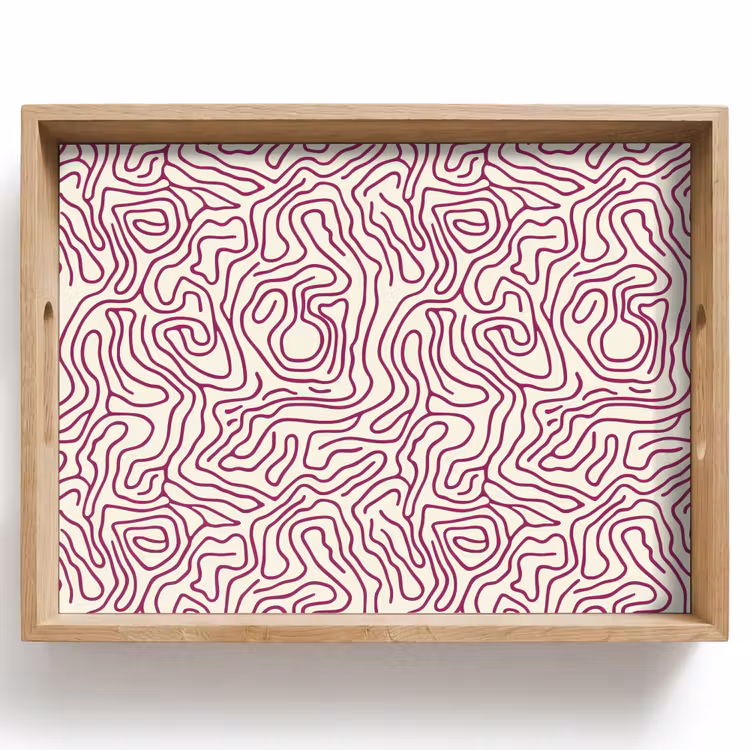 Kronkelende lijn - Magenta - Crème Dienblad Rechthoek middel 911 -z3d_shopping