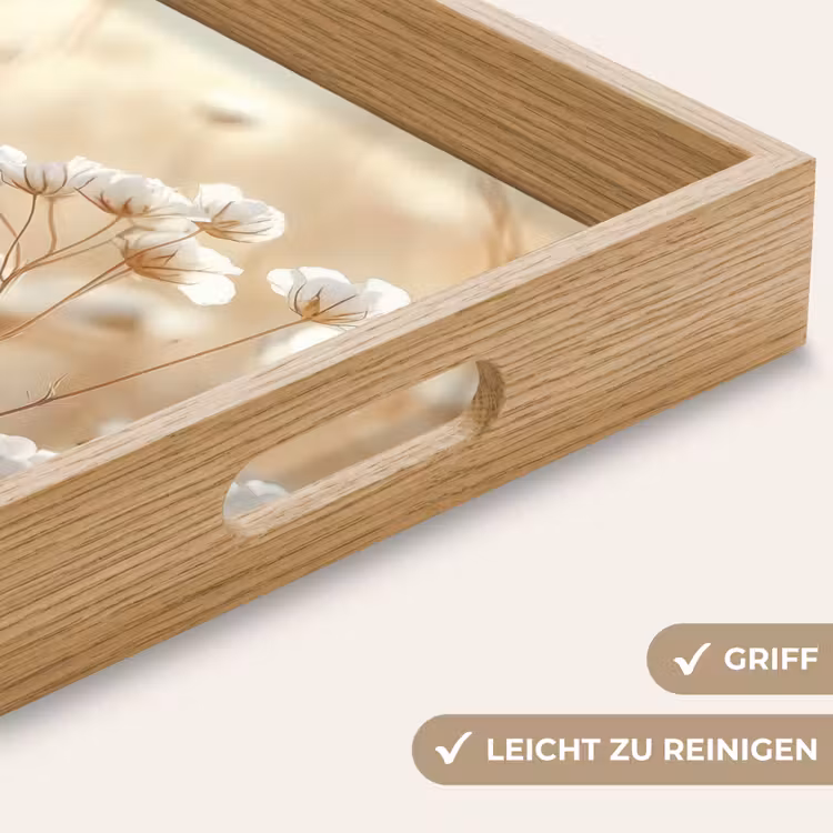 Wilde - Bloemen - Wit Dienblad Rechthoek middel -USP_HandgreepDE