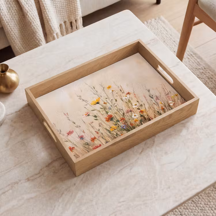 Wilde bloemen - Penseelstreken - Rustgevend Dienblad Rechthoek middel -sfeer1