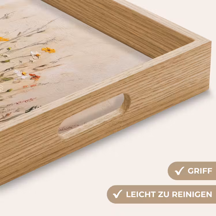 Wilde bloemen - Penseelstreken - Rustgevend Dienblad Rechthoek middel -USP_HandgreepDE