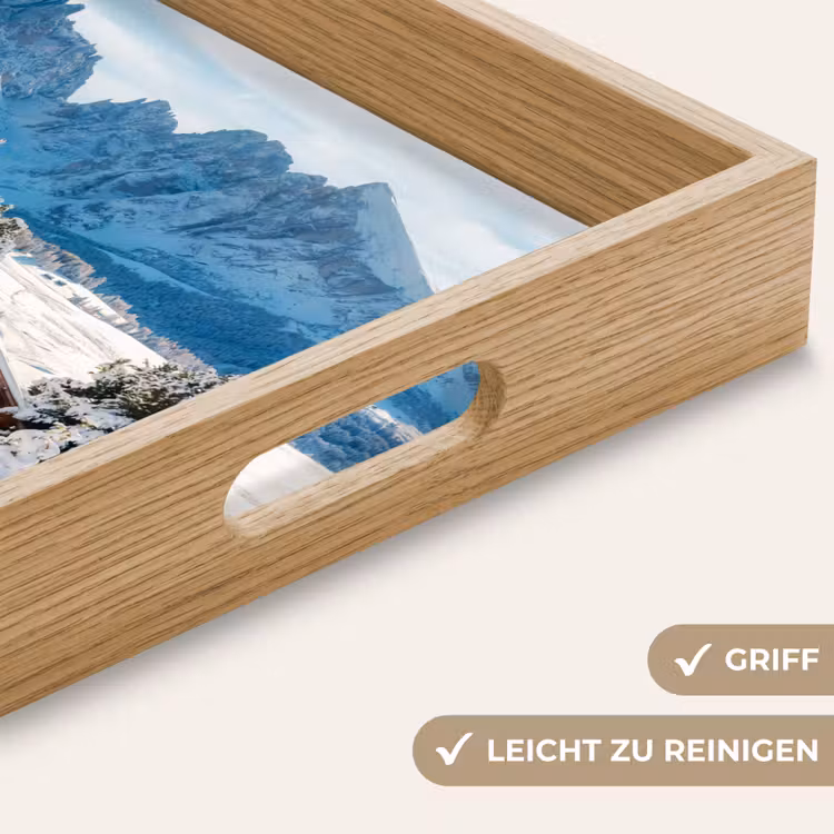 Winter - Huisje - Bergen - Uitzicht - Sneeuw Dienblad Rechthoek middel -USP_HandgreepDE