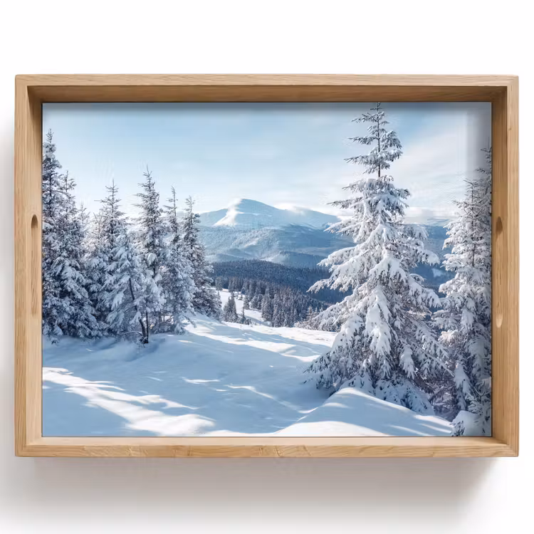 Winterlandschap - Natuur - Berg - Bomen - Sneeuw Dienblad Rechthoek middel -z3d_shopping